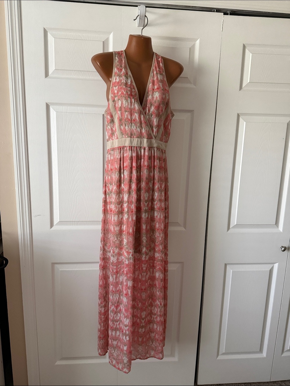 Calvin Klein Pink and Beige Maxi Dress